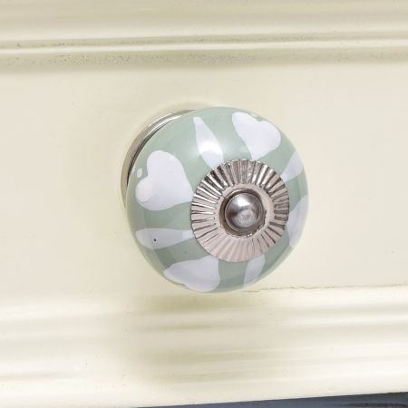 Sage Green Heart Ceramic Floral Cabinet Knobs Online