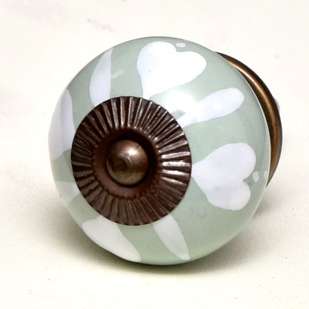 Sage Green Heart Ceramic Floral Cabinet Knobs Online
