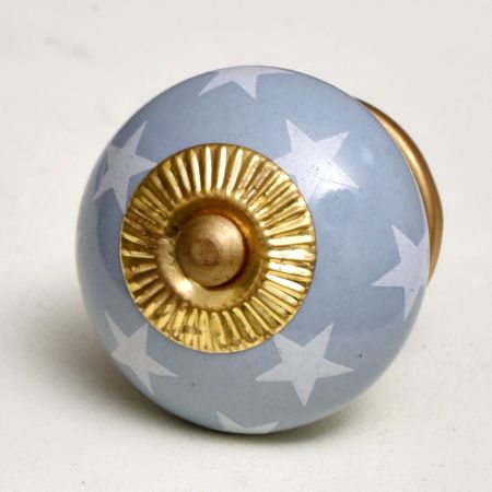Light Grey White Tiny Star Pattern Cabinet Knobs