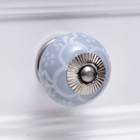 Grey Floral Knob