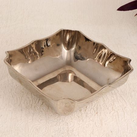 Handmade Nickel Plated Shiny Brass Bowl for Decoration