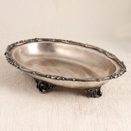 Vintage Finest White Metal Food Tray in Silver Finish