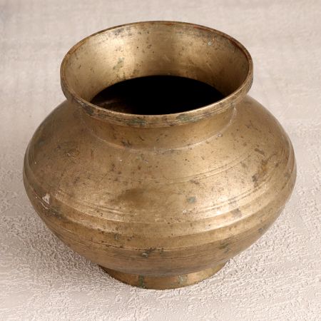Vintage Handcrafted Brass Holy Water Pot in Brown Finish