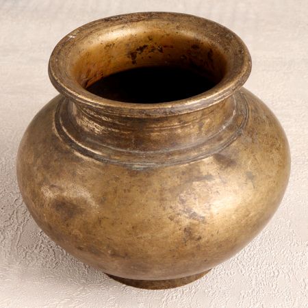 Plain Vintage Brass Holy Water Pot for Prayer Room
