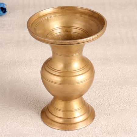 Unique Golden Brass Flower Pot in South Indian Art