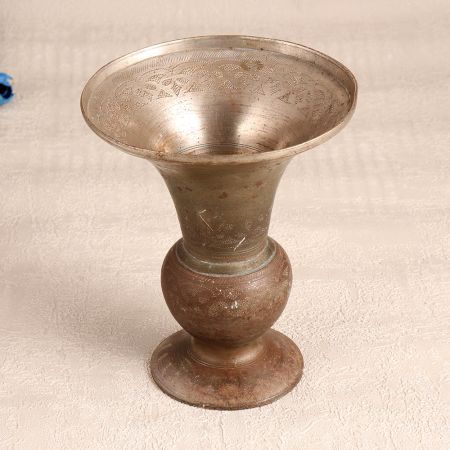 Vintage Gray Brass Flower Pot for Home Decoration