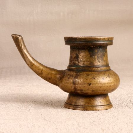 Vintage South Indian Brass Sagar Pot with Spout for Decor
