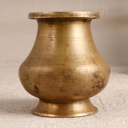 Handcrafted Vintage Brass Holy Water Pot in Brown Finish