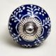 Navy Blue White Leaf Knob