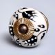 Cream Black Leaf Ceramic Knob