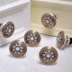 Golden Wheel Pattern Flat Ceramic Cabinet Knob - Pack of 6