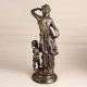 Premium Gray Brass Woman and Child Statue for Decoration