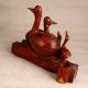 Vintage Wooden Duck Statue in Antique Brown Finish