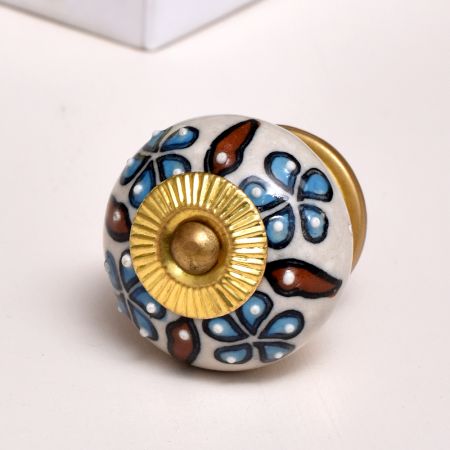 Turquoise Tiny Flower Leaf Cabinet Knob
