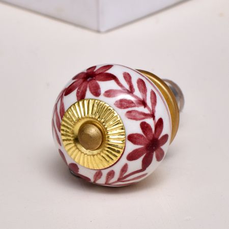 Maroon Flower Knob