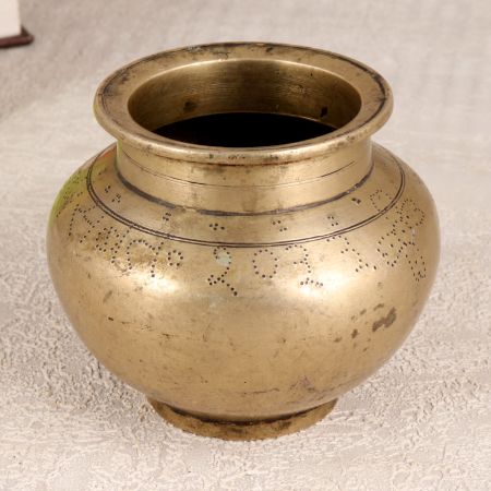 High-Quality Brass Holy Water Pot in Vintage Brown Finish