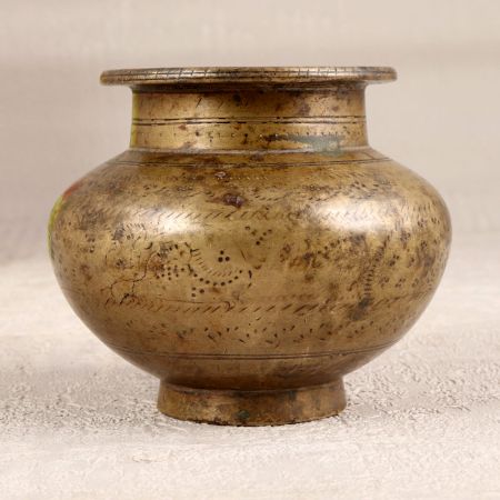Handmade Vintage Brass Water Pot for Auspicious Occasions