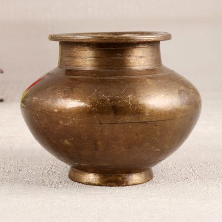 Elegant Brown Holy Water Pot Made of Brass for Prayer Room