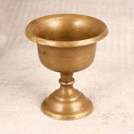 Handmade Vintage Brass Kumkum Cup in Elegant Brown Finish