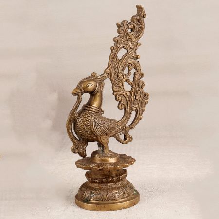 Beautiful Premium Brass Peacock Statue in South Indian Art
