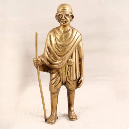 Handcrafted Brass Mahatma Gandhi Statue in Antique Brown Finish