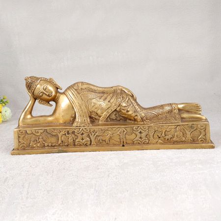 Handmade Brown Finish Lord Buddha Brass Statue for Decor