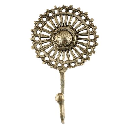 Golden Sunflower Wall Brass Decorative Hook