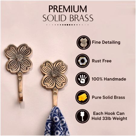 Brass Floral Single Wall Hook