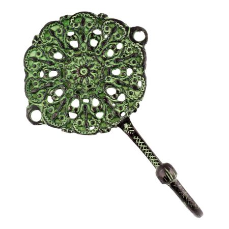 Antique Green Round Floral Wall Brass Decorative Hook