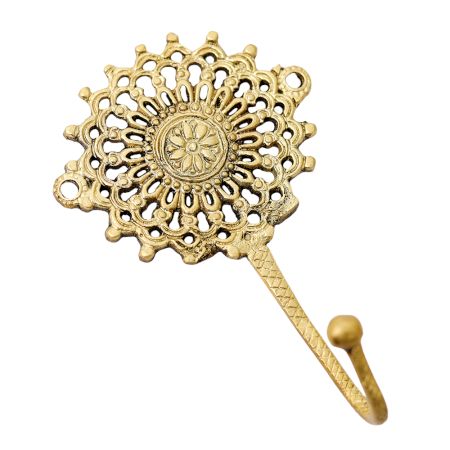 Single Brass Sunflower Wall Hook