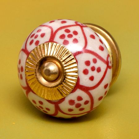 Red Poinsettia Flower Ceramic Knob