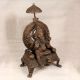 Finest Brass Statue of Lord Ganesha Sitting on Throne for Worship