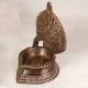 Vintage South Indian Brass Gajalakshmi Oil Lamp for Decor