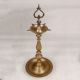 Elegant Brown Brass Oil Lamp from South India for Decor