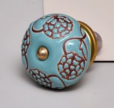 Brown Marigold Ceramic Floral Dresser Knob