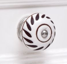 White Etched Ceramic Floral Cabinet Knobs Online