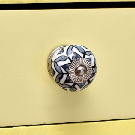 Grey Ceramic Floral Knob
