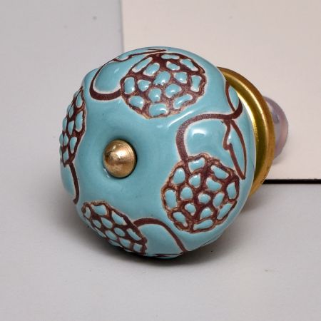Brown Marigold Ceramic Floral Dresser Knob