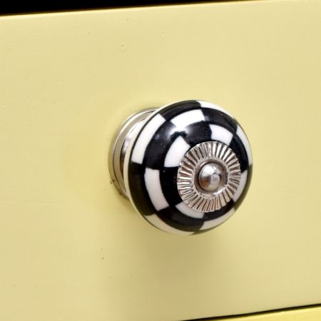 Black And White Ceramic Floral Dresser Knob 