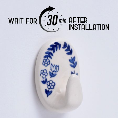 Heavy Duty Blue Floral Ceramic Wall Hook
