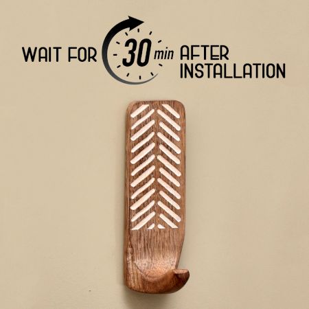 3 Pieces Heavy Duty Wooden Self Adhesive Brown Hooks