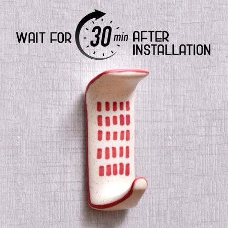 Pack of 3 Ceramic Red Check Adhesive Hooks for Painted Walls