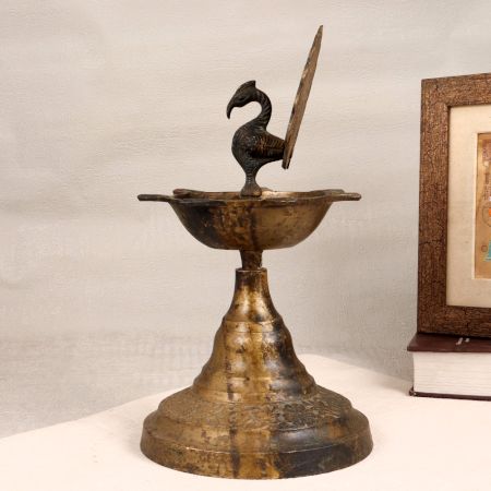 Indian Finest Brass Peacock Oil Lamp for Prayer Room