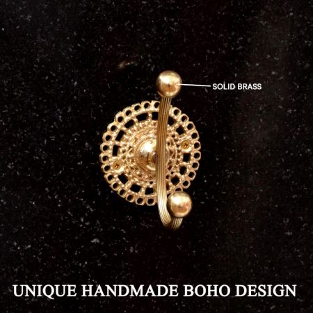 Golden Finish Handmade Brass Hook for Home Decoration