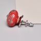 Red Calla Lily Brown Etched Ceramic Cabinet Knob 