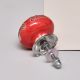 Red Calla Lily Brown Etched Ceramic Cabinet Knob 