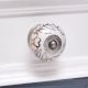 White Gold Fine Leaf Round Cabinet Knob