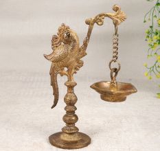 Handmade Premium Brass Peacock Oil Lamp for Decoration