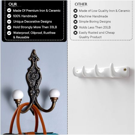 Solid White Ceramic Iron Hooks