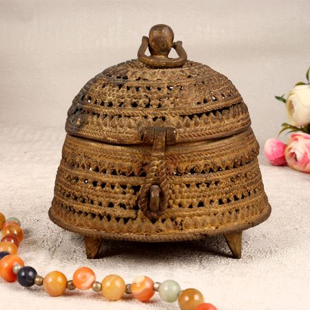 Traditional Handmade Brass Jewelry Box for Storage